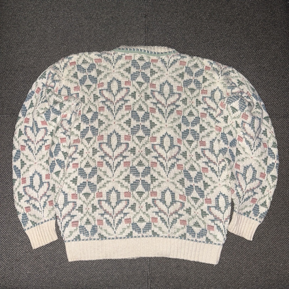 Vintage 80s Geometric Patterned Knit Sweater - Picture 4 of 4